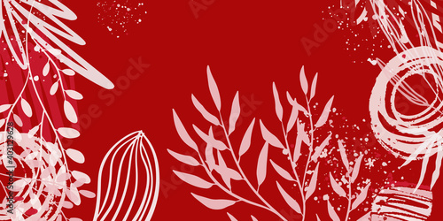 Universal greeting card design background with floral ornament. Merry Christmas and Modern Business Holiday cards. Abstract creative universal artistic templates. 