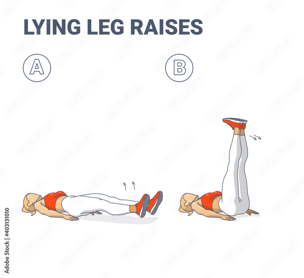 Lying Leg Raises Female Home Workout Exercise Guidance. Young