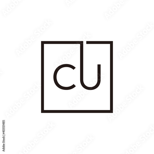 Creative initial letter CU square logo design concept vector