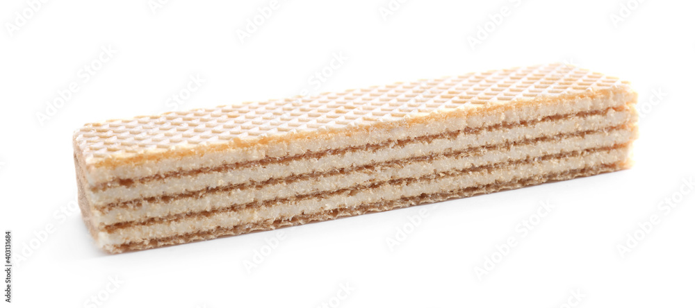 Delicious cream wafer stick isolated on white Delicious cream wafer stick isolated on white