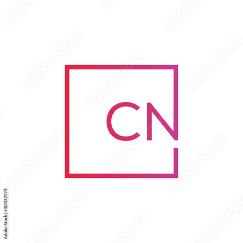 Creative initial letter CN square logo design concept vector