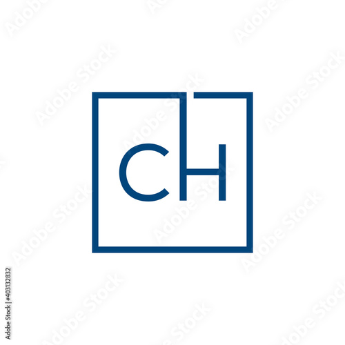 Creative initial letter CH square logo design concept vector photo