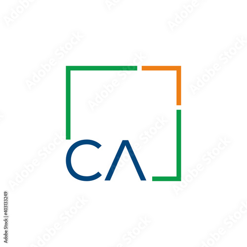Creative initial letter CA square logo design concept vector