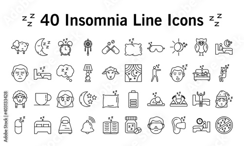 bundle of Insomnia line style icons