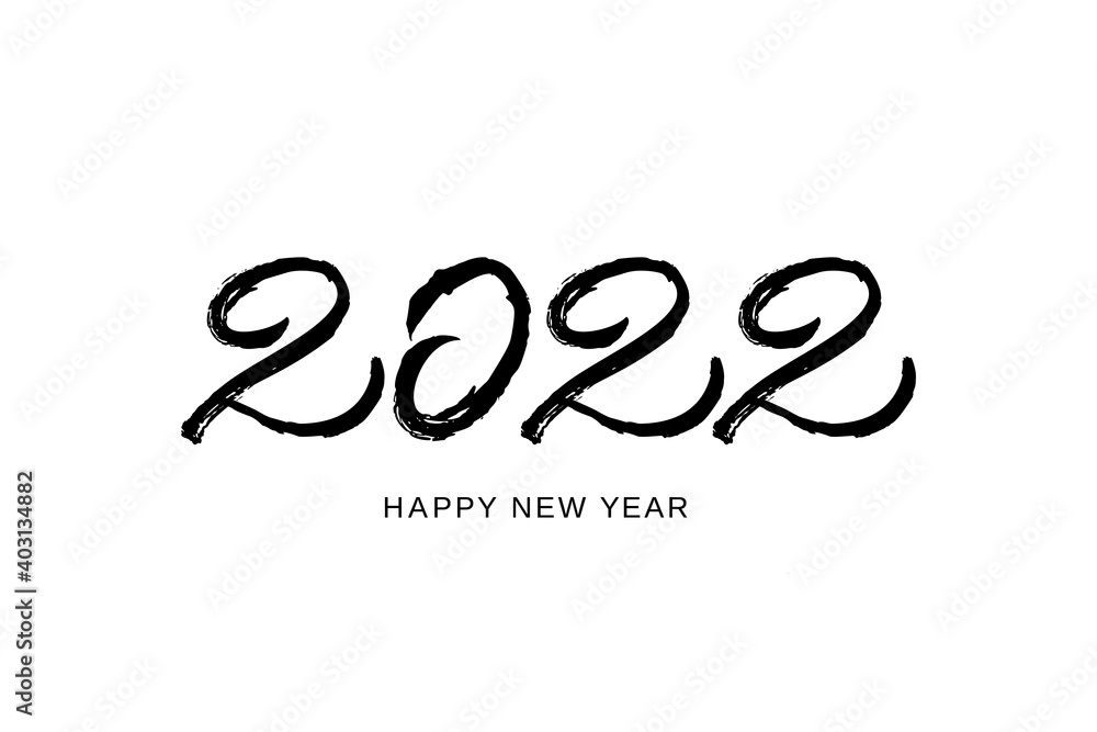 2022 design template for new year black and white. Brush and ink lettering. 2022 design template for new year black and white. Brush and ink lettering.