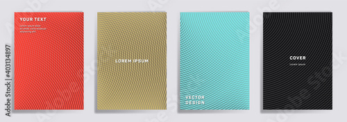 Semicircle lines halftone grid covers vector set.
