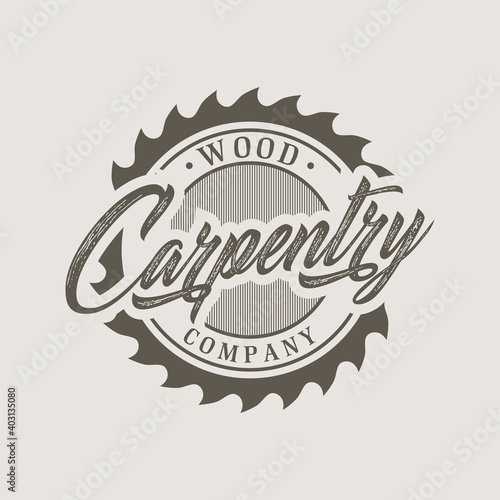 carpentry woodwork logo design, vintage style