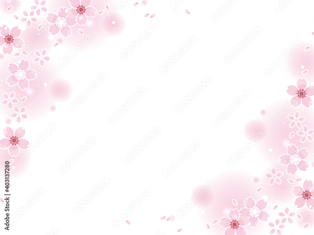 桜の花のイラスト素材、フレーム、背景、春の花