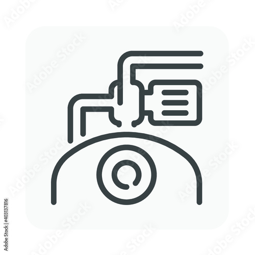 Stainless steel liquid storage tank or vessel manufacturer and electric pump vector icon. Use in factory plant for food ,chemical , pharmaceutical, dairy product and beverage production industry.