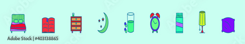 set of sleeping cartoon icon design templates with various models. vector illustration isolated on blue background
