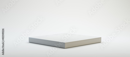 square white pedestal in front of white background