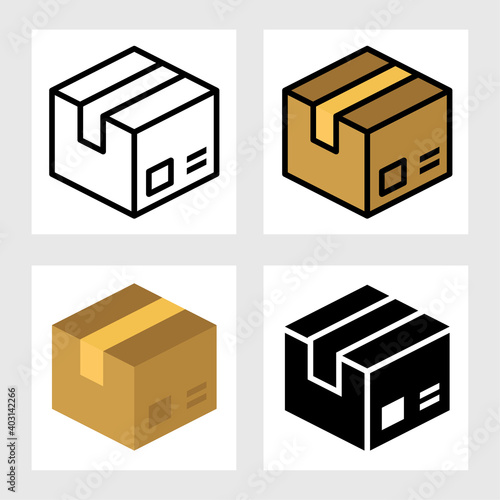 box package icon vector design in filled, thin line, outline and flat style.