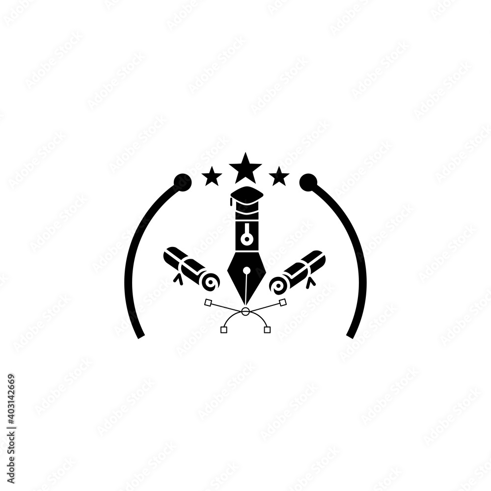 Creative pen tool graduation black icon Creative pen tool graduation black icon
