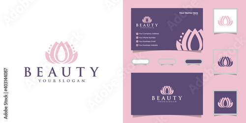 Lotus flower line art style logo design. yoga center, spa, beauty salon luxury logo. logo design, icon and business card
