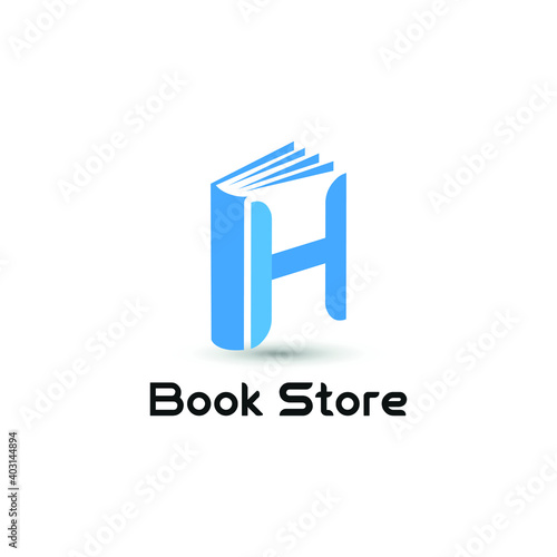 Initial letter H book for bookstore, book company, publisher, encyclopedia, library, education logo concept
