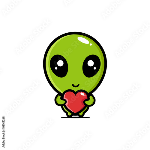 cute alien character designs hugging hearts