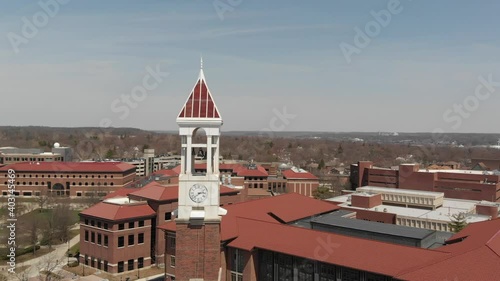 Aerial View of College Campus Bell Tower photo