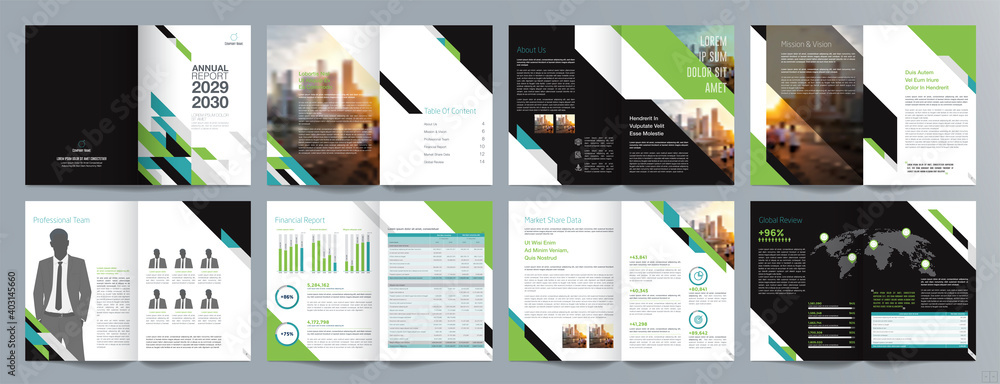 Corporate business presentation guide brochure template, Annual report, 16 page minimalist flat geometric business brochure design template, A4 size. Corporate business presentation guide brochure template, Annual report, 16 page minimalist flat geometric business brochure design template, A4 size.
