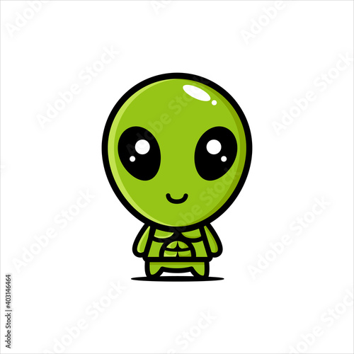 cute alien character design has a six pack body