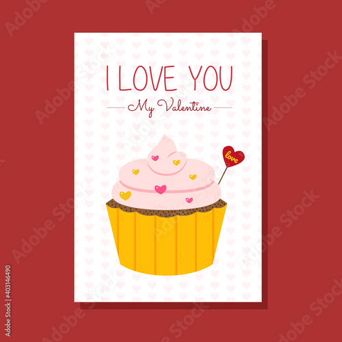 Valentine card with cupcake