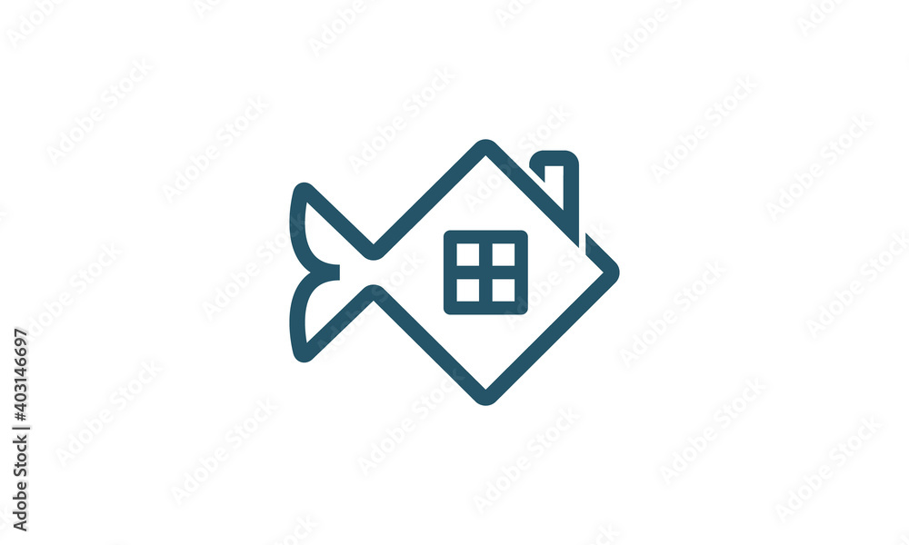 Creative Vector Illustration Logo Design. Combination of Fish and Building Concept. Creative Vector Illustration Logo Design. Combination of Fish and Building Concept.