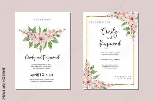 Cherry blossoms Watercolor Wedding Invitation Elegant Floral Design, Sakura Flower