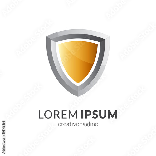 Free Download shield logo template ready for use, shielding icon with modern 3d emblem badge style, security and protector symbol - GFXLoad