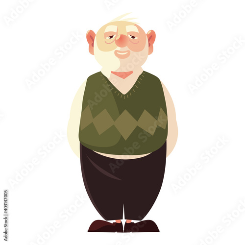 old bearded man grandfather cartoon character senior