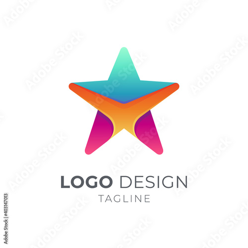 Star logo template with modern 3d concept in multiple color