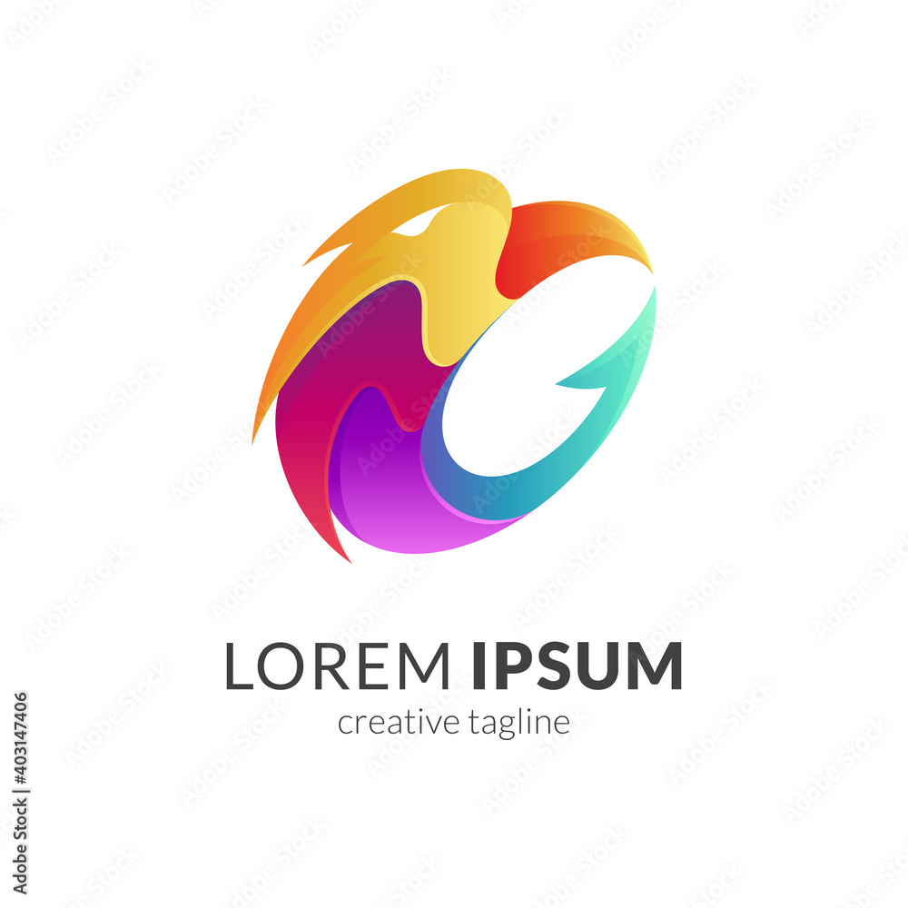 Eagle head and arrow logo with 3d concept in multiple color Eagle head and arrow logo with 3d concept in multiple color
