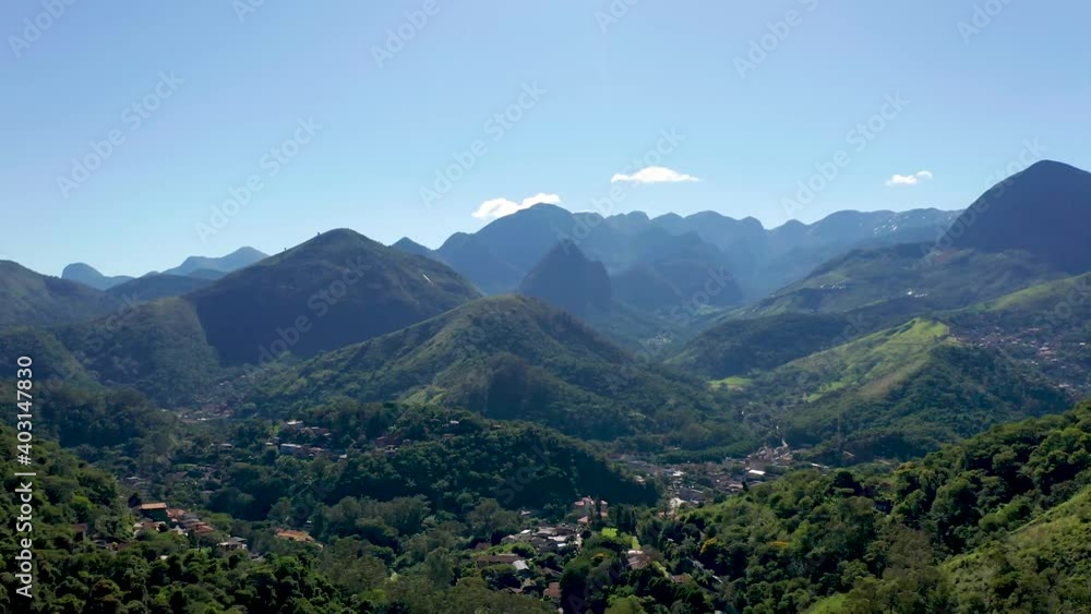 Aerial view of Petrópolis, Rio de Janeiro, surrounding Serra dos Órgãos mountains. Aerial view of Petrópolis, Rio de Janeiro, surrounding Serra dos Órgãos mountains.