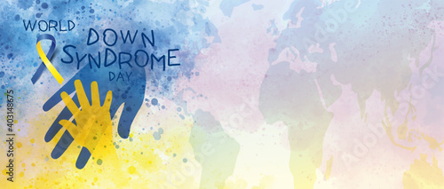 World down syndrome day banner design of watercolor vector illustration