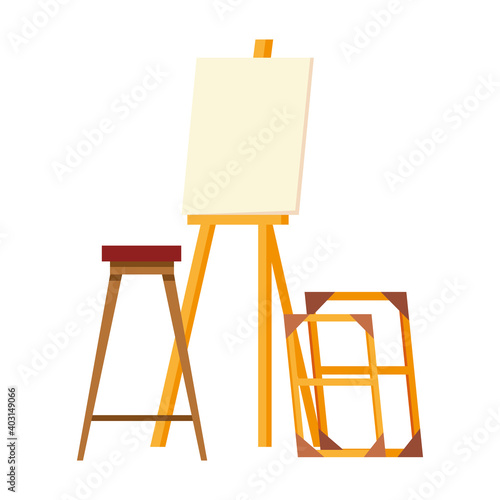 paint class tools canvas easel seat and wood frames
