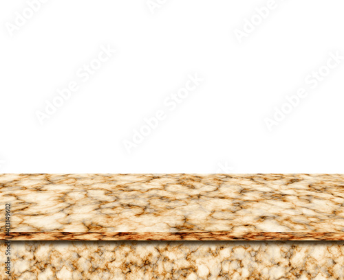 Brown marble table Isolated on white background.