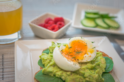 Smashed Avocado Toast with A Soft Boiled Egg photo