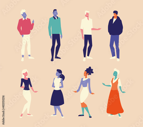 diversity people men and women characters group design