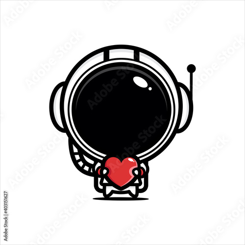 heart hugging astronaut character design
