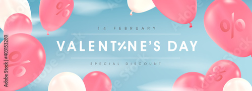  Valentine's day sale poster or banner with Balloons.