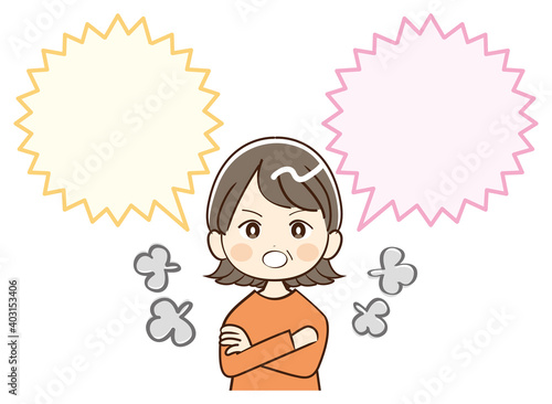 女性　ミドル世代　おばさん　怒る