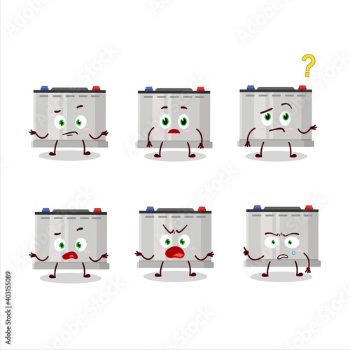 Cartoon character of accumulator battery with what expression