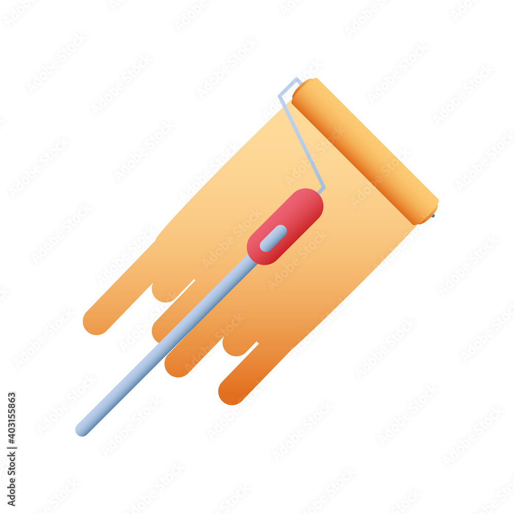 home remodeling roller paint color tool icon design vector home remodeling roller paint color tool icon design vector