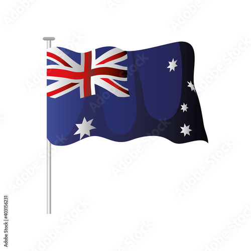 australia day, waving australian flag in pole patriotism