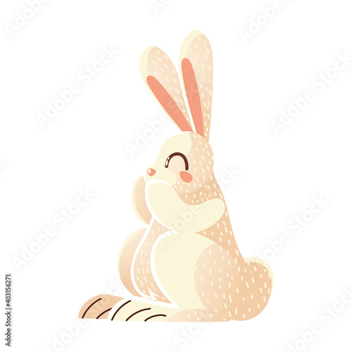 cute white rabbit cartoon animal icon over white background design