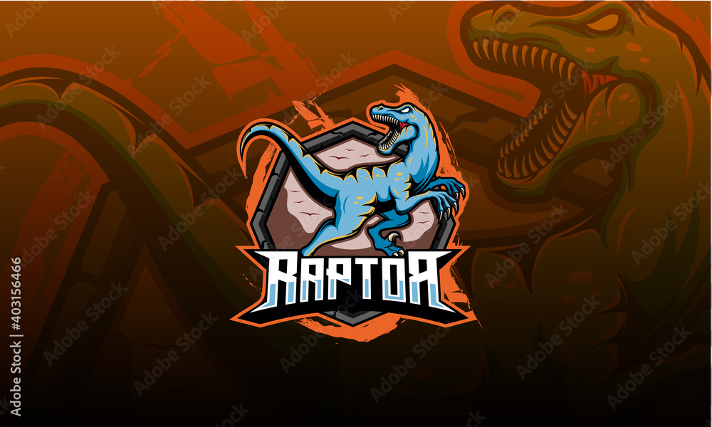 Velociraptor mascot vector. Raptor esport logo