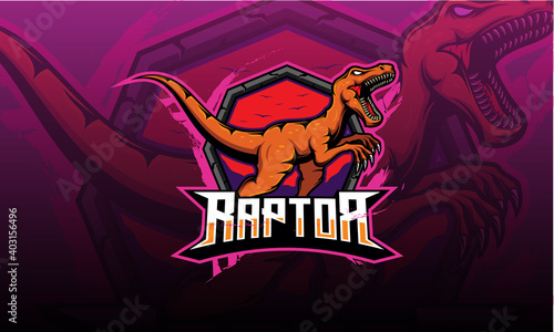 Velociraptor mascot vector. Raptor esport logo