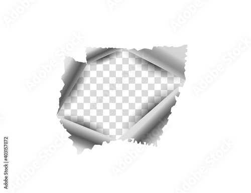 Pape, torn hole in the sheet Vector illustration.