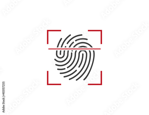 Biometric data, fingerprint, scan icon. Vector illustration, flat design.
