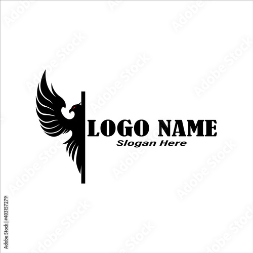 Phoenix bird black simple logo vector