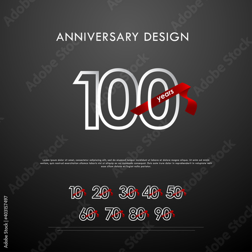 Anniversary Set Number Vector Design For Banner Print and Greeting Background