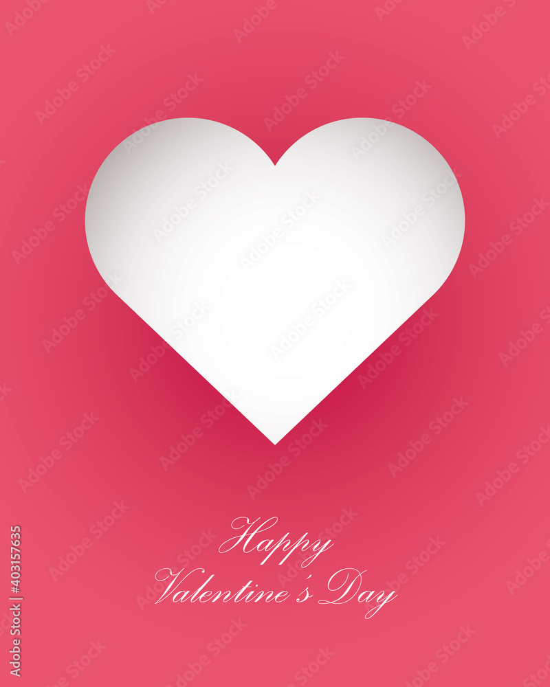 happy valentines day greeting card heart and handwritten lettering